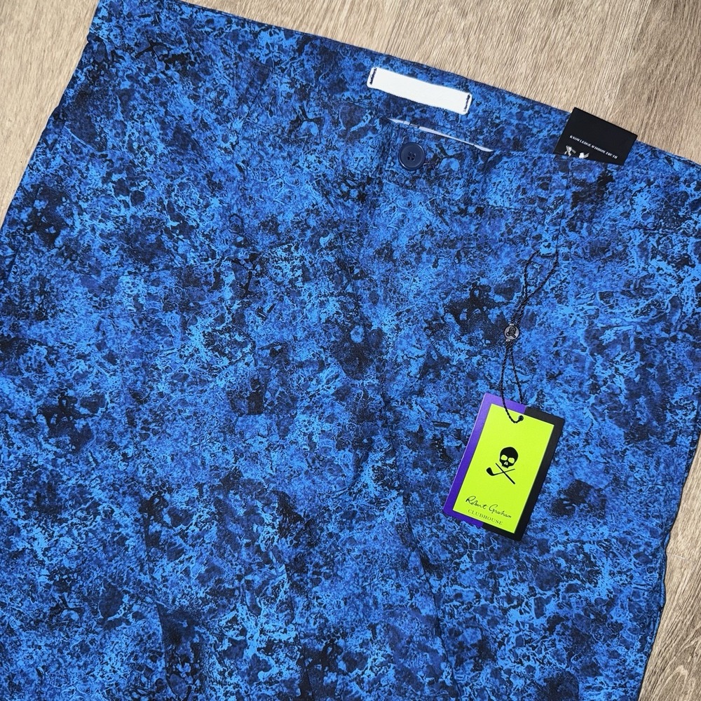 NWT Robert Graham Briar Performance Pants Men's 32x32 Cobal Blue Geometric Print